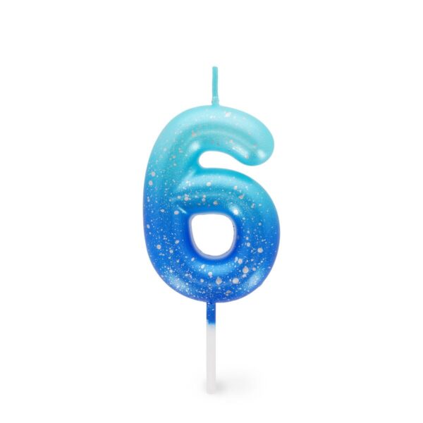 Candela per Torta - Happy Birthday Candle Numero 6 Blu su linait