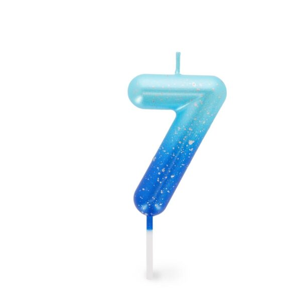 Candela per Torta - Happy Birthday Candle Numero 7 Blu su linait