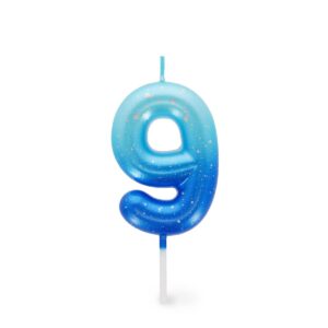 Candela per Torta - Happy Birthday Candle Numero 9 Blu su linait