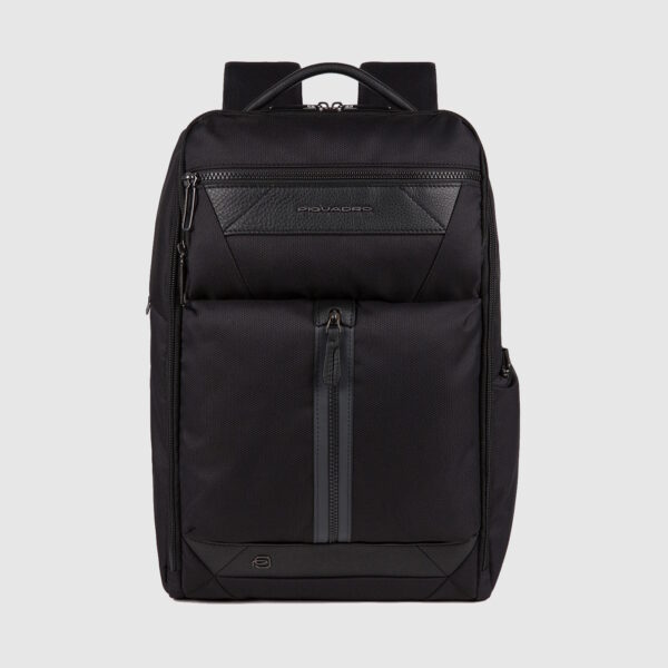 Zaino PIQUADRO Pelle e Tessuto Porta Pc 14" e Tablet Linea Trakai Nero su linait