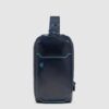Monospalla Piquadro Uomo Porta iPad Mini in Pelle Blue Square Blu su linait