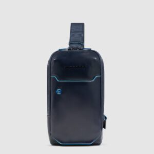 Monospalla Piquadro Uomo Porta iPad Mini in Pelle Blue Square Blu su linait