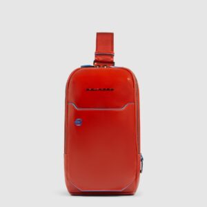 Monospalla Piquadro Uomo Porta iPad Mini in Pelle Blue Square Cuoio su linait