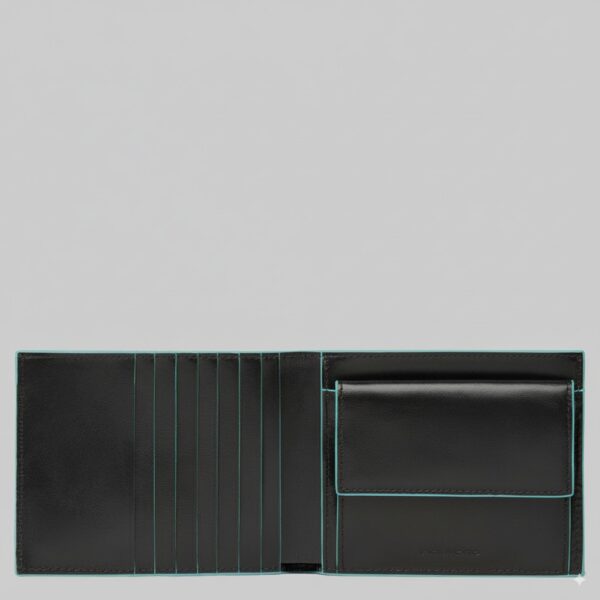 Portafoglio Piquadro Uomo con Portamonete in Pelle BLUE SQUARE Nero