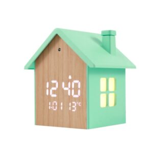 Orologio Sveglia Digitale Casetta Verde Pastello