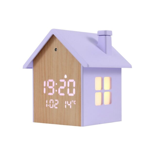 Orologio Sveglia Digitale Casetta Viola Pastello