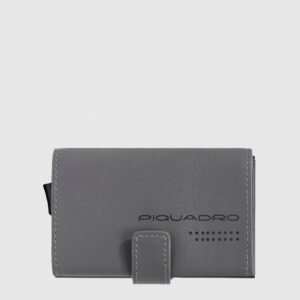 Piquadro Porta Carte di Credito in Metallo e Pelle Urban Grigio