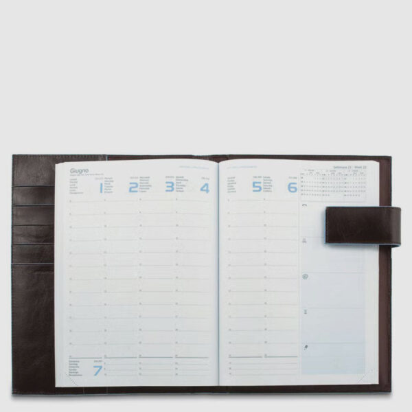 Agenda Piquadro Settimanale In Pelle Blue Square Mogano