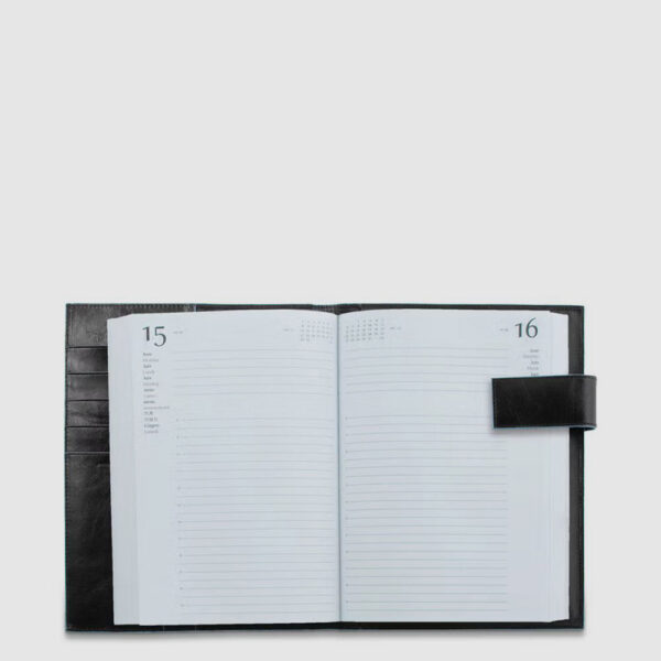 Agenda Piquadro Giornaliera con patta in pelle Blu Square Nero