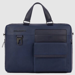 Cartella Piquadro Porta Computer Due Manici in Pelle Finn Blu su linait