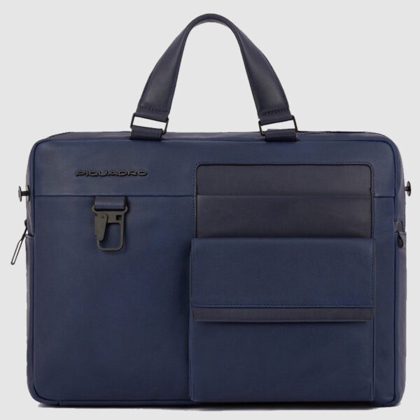 Cartella Piquadro Porta Computer Due Manici in Pelle Finn Blu su linait