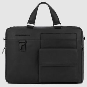 Cartella Piquadro Porta Computer Due Manici in Pelle Finn Nero su linait