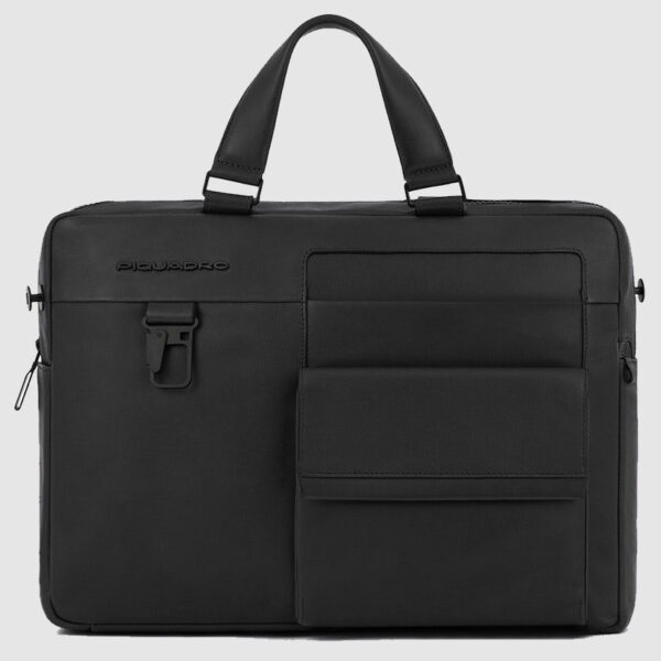 Cartella Piquadro Porta Computer Due Manici in Pelle Finn Nero su linait