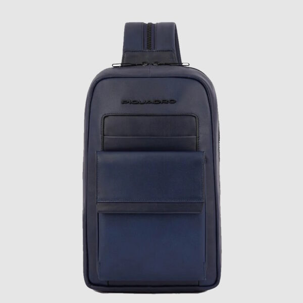 Monospalla Piquadro Uomo Per Tablet Mini Portabile a Zaino In Pelle Finn Blu su linait