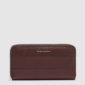 Portafoglio Donna Piquadro Grande Zip-Around In Pelle Patricia Bordeaux su linait