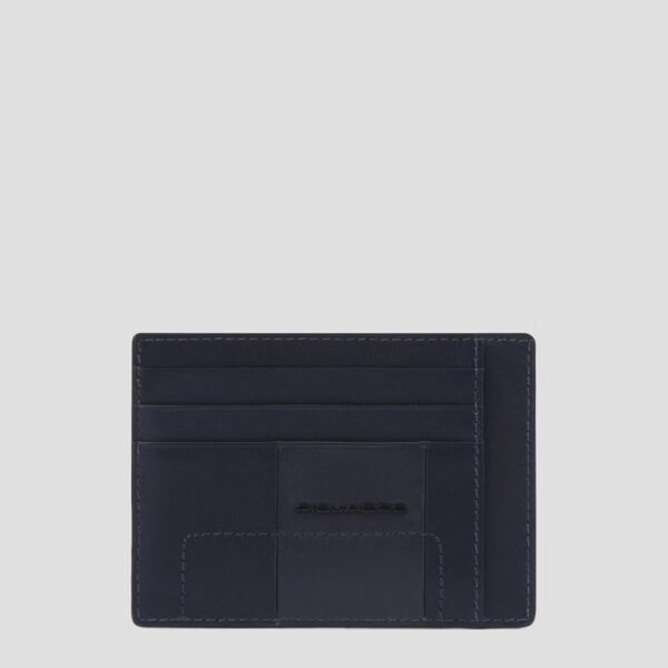 Bustina Piquadro Porta Carte Credito Tascabile In Pelle Finn Blu su linait