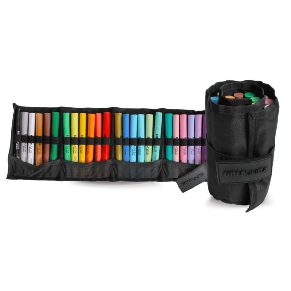 Set 24 Pennarelli Acrilici Tinta Unita Art Marker Astuccio in Rotolo tratto 1.8 - 4 Colori Assortiiti su linait