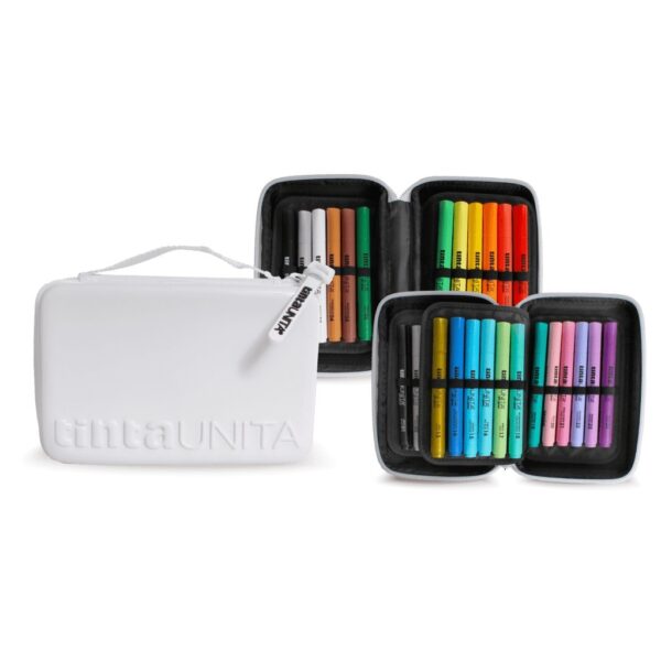 Astuccio con Zip e Maniglia 24 Pennarelli Acrilici Tinta Unita Art Marker tratto 1.8 - 4 Colori Assor su linait