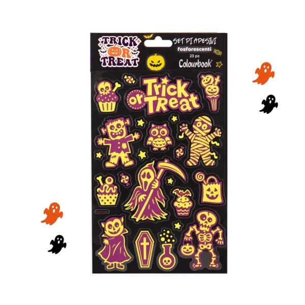 Set Stickers 3D Olografici Halloween Trick Or Treat Fluo
