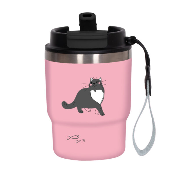 Tazza Termica Cartomania Animal Sketch 360ML Inox 304 Con Beccuccio Retrattile e Tappo Ermetico Rosa su linait