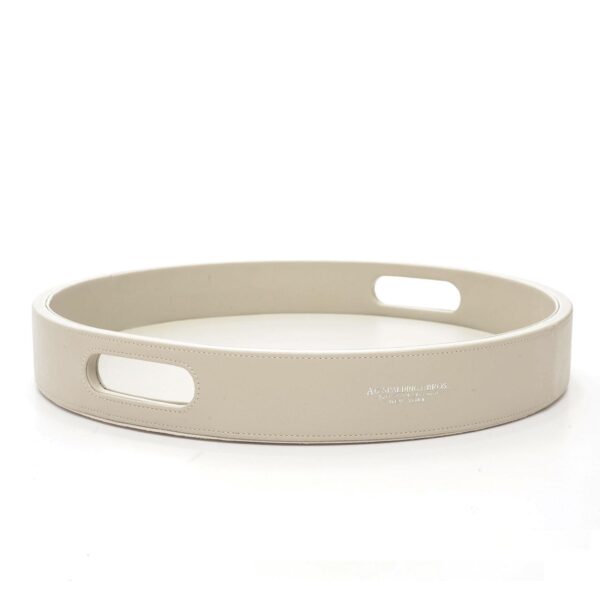 Vassoio A.G. Spalding In Pelle Avorio Diamtero 36cm su linait