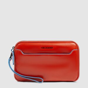 Pochette Piquadro Uomo a Tre Scomparti in Pelle Blue Square Cuoio su linait
