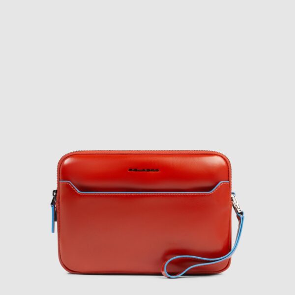 Pochette Piquadro Uomo Chiusura Impronta Digitale in Pelle Blue Square Cuoio su linait