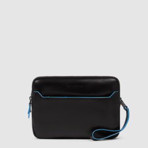 Pochette Piquadro Uomo Chiusura Impronta Digitale in Pelle Blue Square Nero su linait