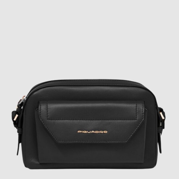 Borsa Piquadro a Tracolla Camera Bag in Pelle Circle Nera su linait