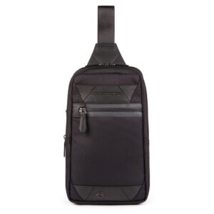 Monospalla Piquadro in Tessuto Riciclato Trakai Nero su linait