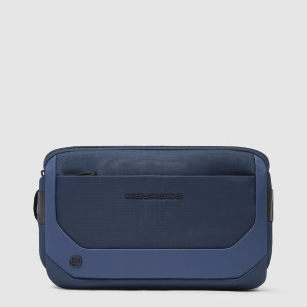 Marsupio Piquadro Uomo Espandibile in Tessuto Riciclato e Pelle Easyjet Blu su linait