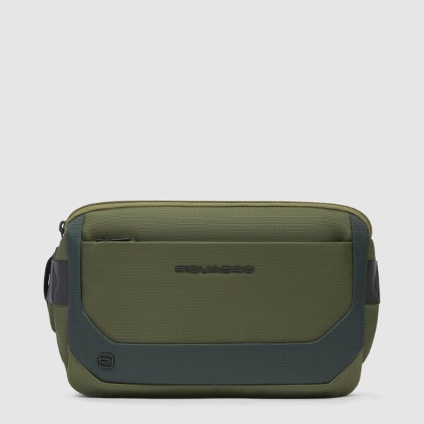 Marsupio Piquadro Uomo Espandibile in Tessuto Riciclato e Pelle Easyjet Verde su linait