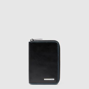 Portafoglio Piquadro Donna Piccolo Zip-Around In Pelle Blue Square Nero su linait