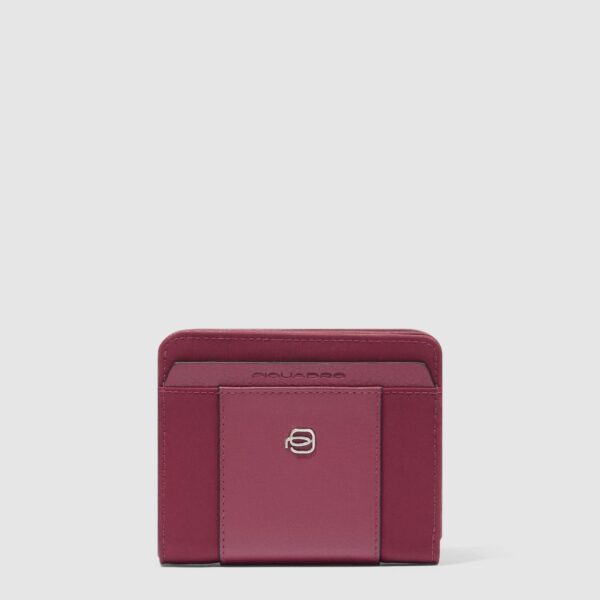 Portafoglio Donna Piquadro Piccolo In Pelle e Tessuto Lyra Bordeaux su linait