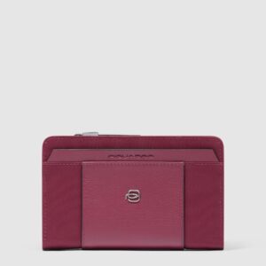 Portafoglio Donna Piquadro Medio In Pelle e Tessuto Lyra Bordeaux su linait