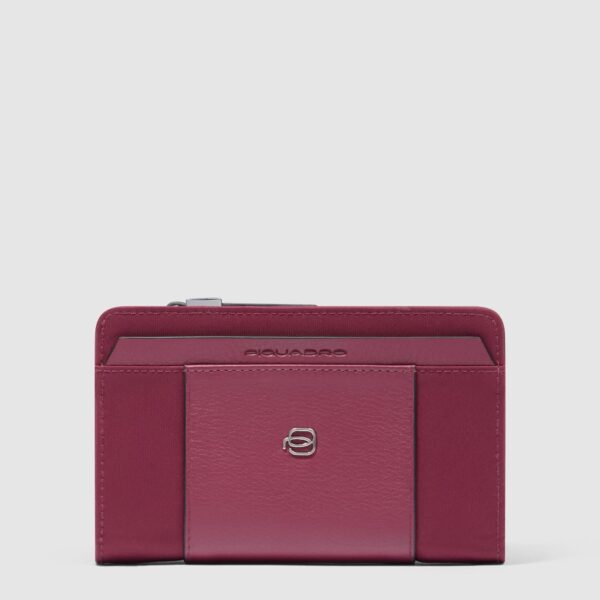 Portafoglio Donna Piquadro Medio In Pelle e Tessuto Lyra Bordeaux su linait