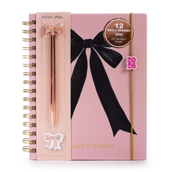 Agenda Settimanale Spiralata Posh & Pop 2026 12 Mesi con Penna Abbinata Rosa 17