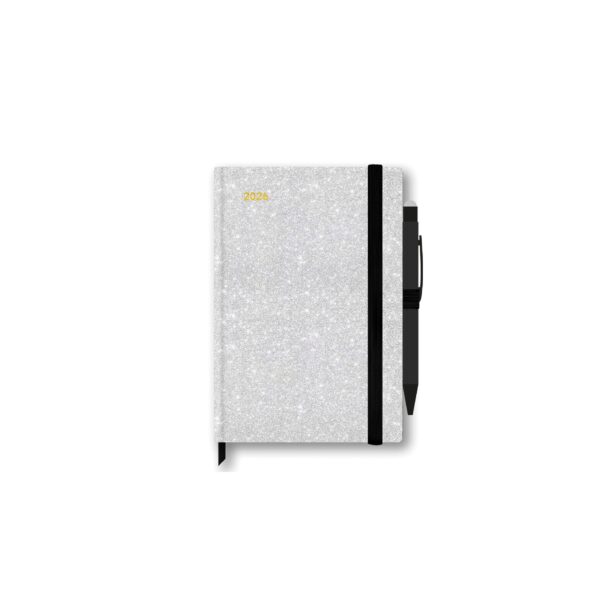 Agenda Giornaliera Shine It Up 2026 12 Mesi Con Penna Bianca Glitterata 9x13 cm su linait