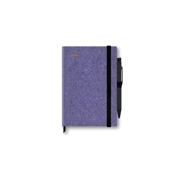 Agenda Giornaliera Shine It Up 2026 12 Mesi Con Penna Viola Glitterata 9x13 cm su linait