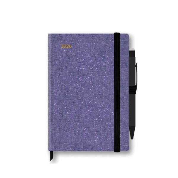 Agenda Settimanale Shine It Up 2026 12 Mesi Con Penna Viola Glitterato 15x21 cm su linait