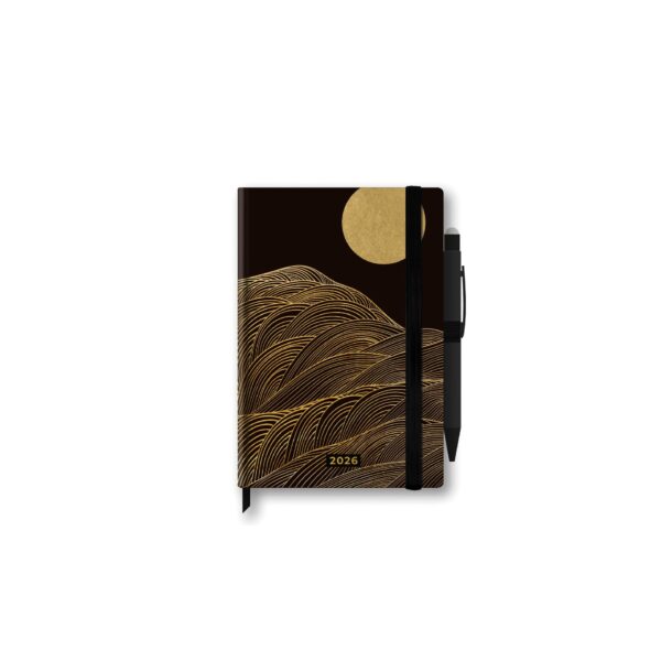 Agenda Settimanale Precious 2026 12 Mesi Con Penna Nera/Oro 9X13 cm su linait