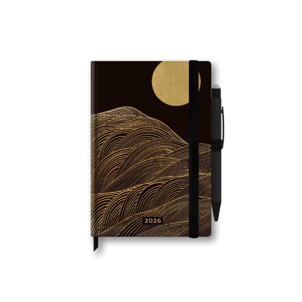 Agenda Settimanale Precious 2026 12 Mesi Con Penna Nera/Oro 12x18 cm su linait