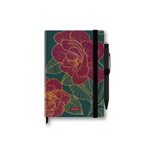 Agenda Settimanale Precious 2026 12 Mesi Con Penna Verde/Porpora 12x18 cm su linait