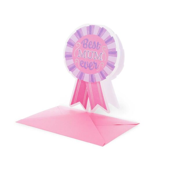 LARGE GREETING CARD - BEST MUM EVER COCKADE su linait