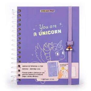 Agenda Settimanale Spiralata You are a Unicorn 2026 12 Mesi con Penna Abbinata Lilla 17