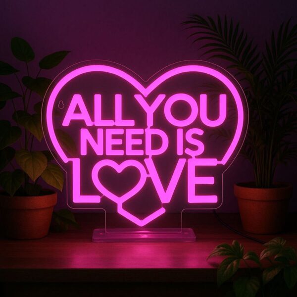 Lampada Led Effetto Neon All You Need is Love It's a Sign su linait