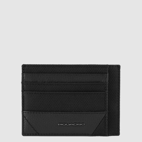 Bustina Piquadro Porta Carte Credito Tascabile Pelle e Tessuto Trakai Nero