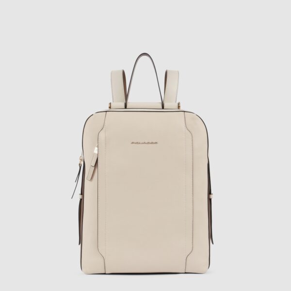 Zaino Piquadro porta pc e porta iPad in pelle Circle Beige/Cuoio su linait