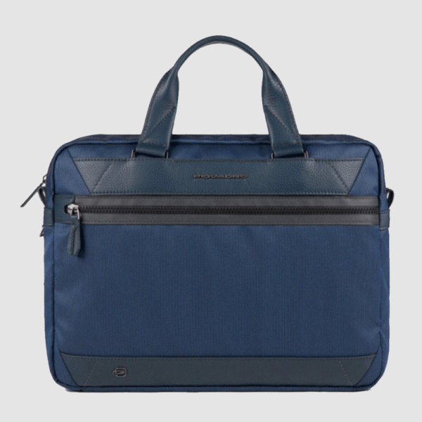 Cartella PIQUADRO Due Manici Pelle e Tessuto Porta Pc 14 Linea Trakai Blu su linait