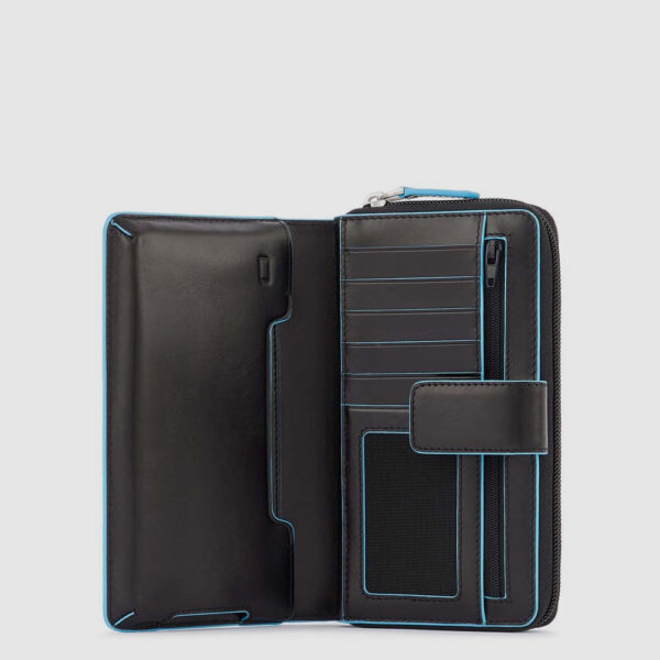 Portafoglio Piquadro donna con laccio e zip pelle Blue Square nero - PD1354B2R/N